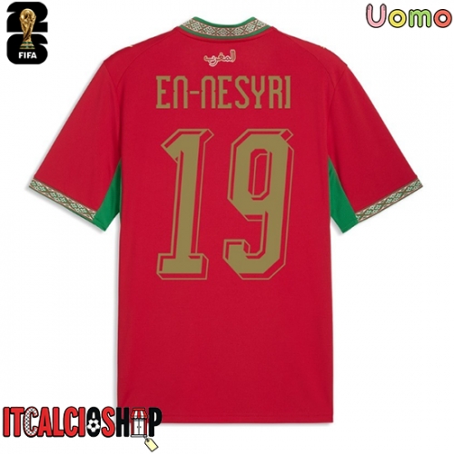 Marocco Youssef En-Nesyri #19 Prima Maglia Mondiali 2026 Manica Corta